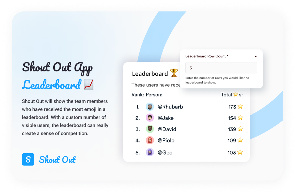 Shout Out App leaderboard